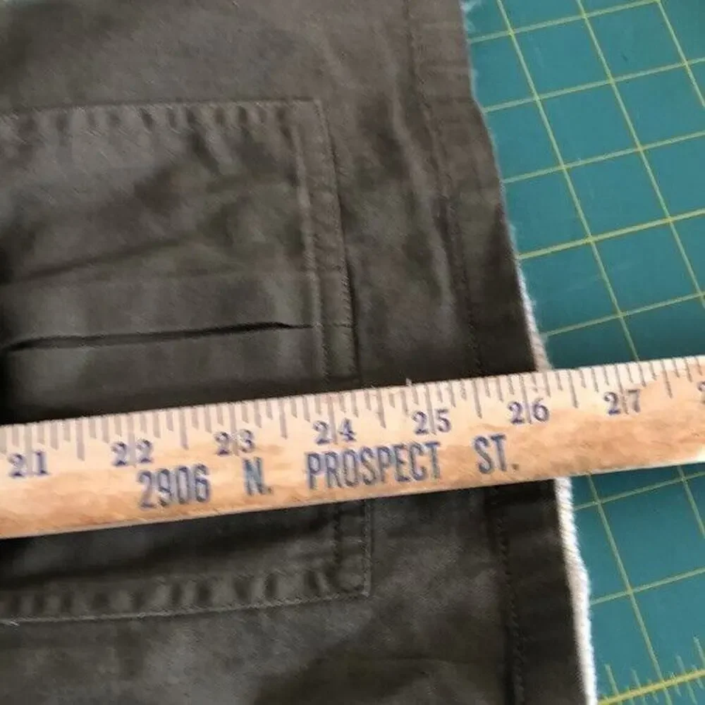Mine Jacket Coat Sweater back Women's Sz Small khaki Green Pockets button front - Picture 7 of 8